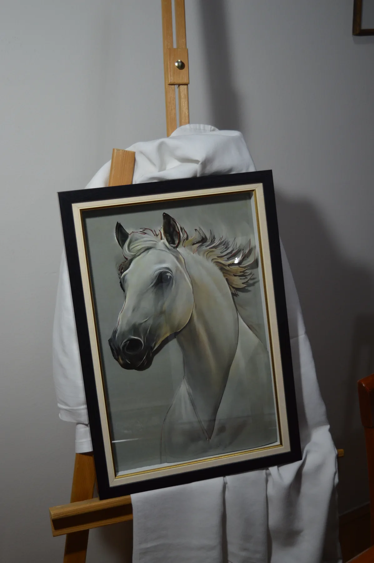 Framed horse paper relief tableau