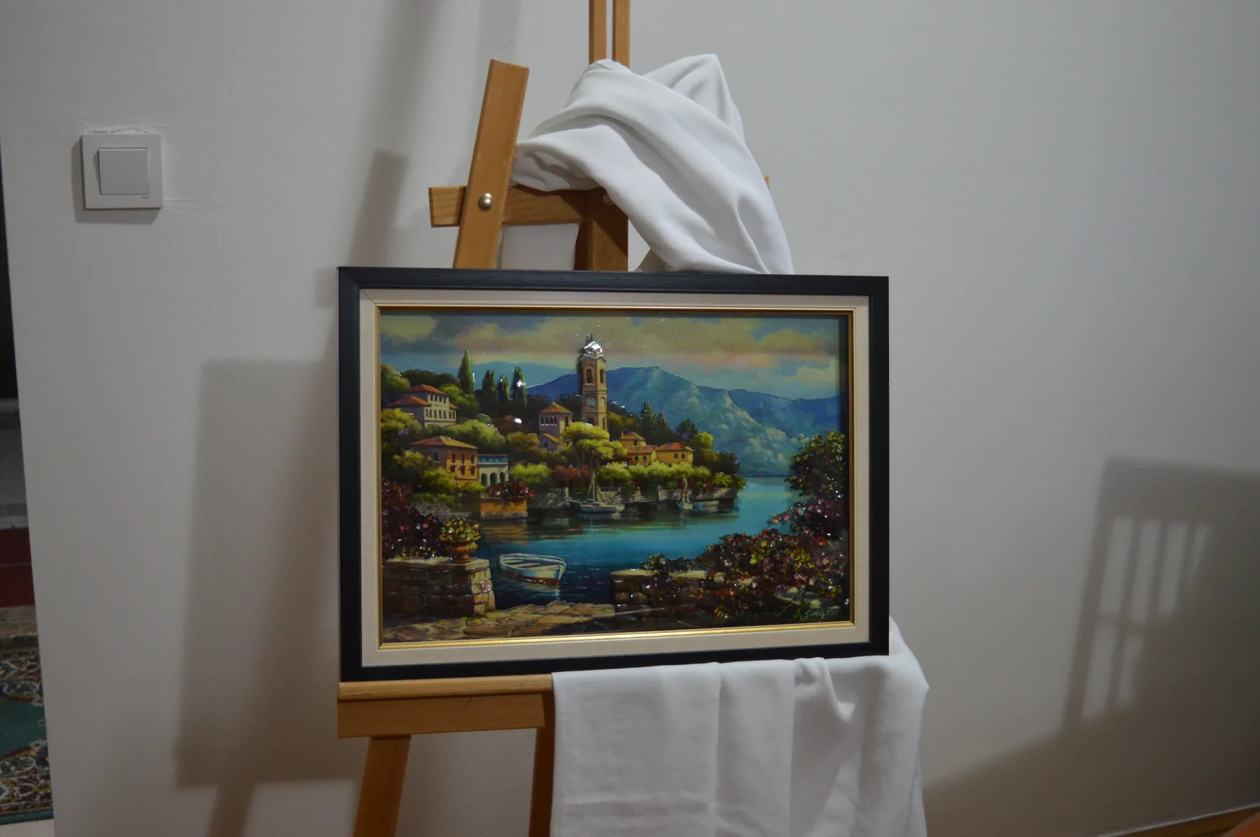 Colorful landscape paper relief tableau